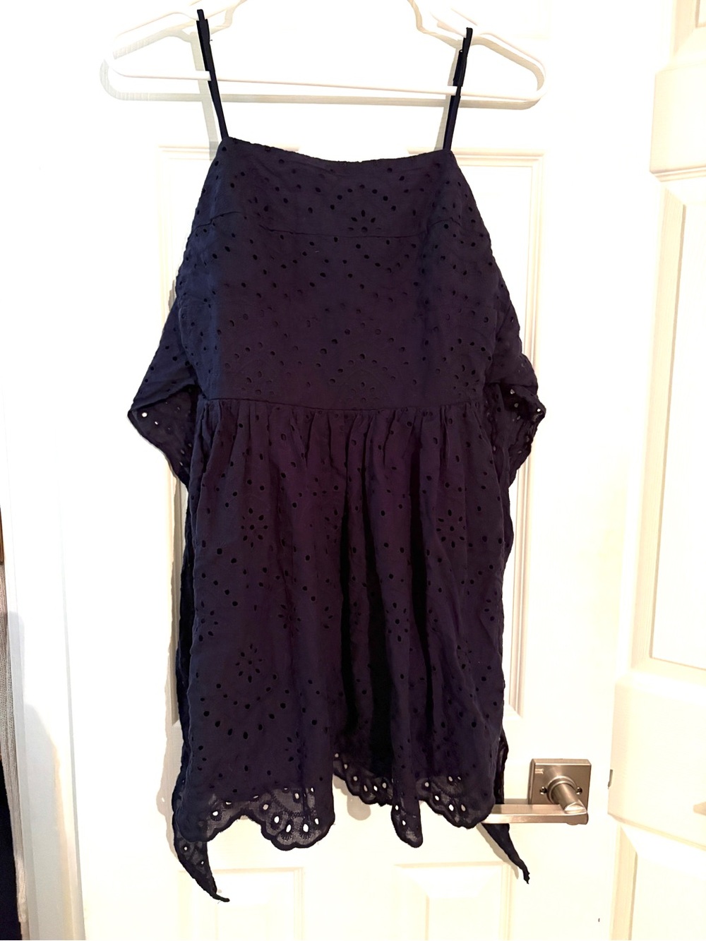 Francesca's Collections Navy Eyelet Spaghetti Strap Dress